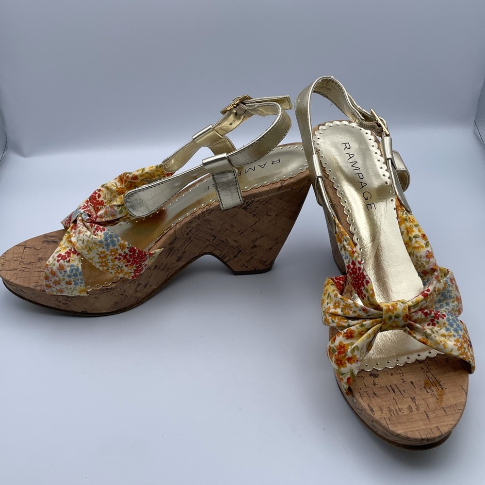Rampage Floral Cork Wedges size 9